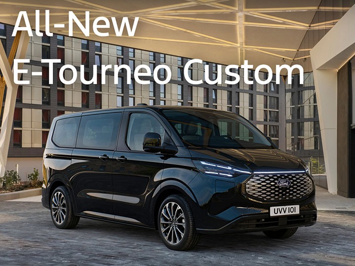 All-New E-Tourneo Custom is available with a £5,000 Deposit Allowance on 3 Year Ford Options with 0% APR